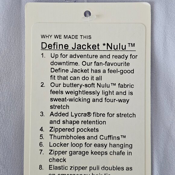 NWT LULULEMON SRNB Serene Blue Buttery Soft Nulu Define Jacket Size 10 - Picture 8 of 8